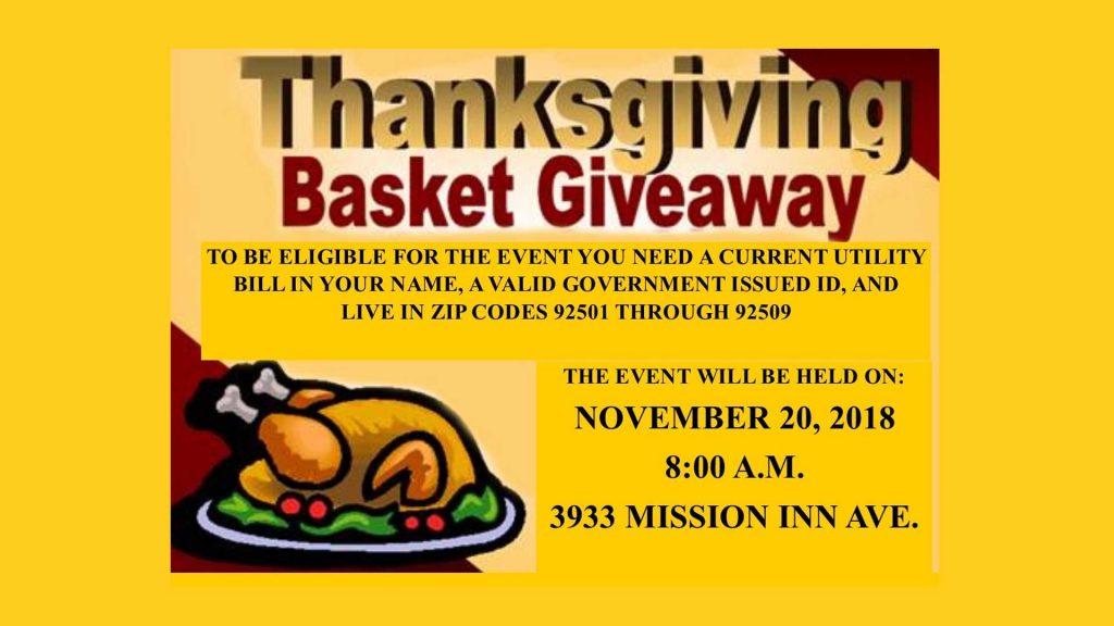 Thanksgiving Basket Giveaway Fair Housing Council of Riverside County